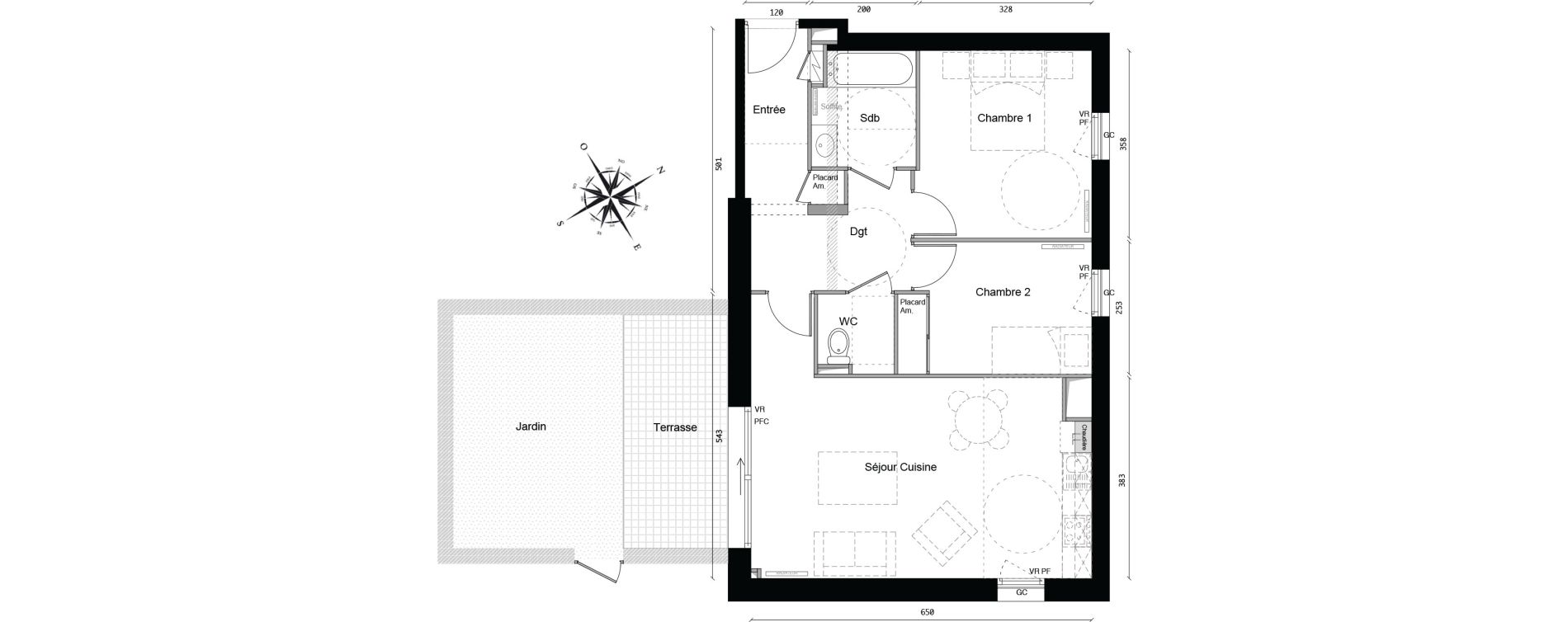 Appartement T3 de 63,61 m2 &agrave; Marcq-En-Bar&oelig;ul Centre