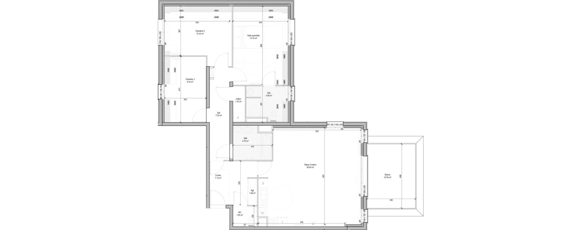Appartement T4 de 102,08 m2 &agrave; Marcq-En-Bar&oelig;ul Bourg