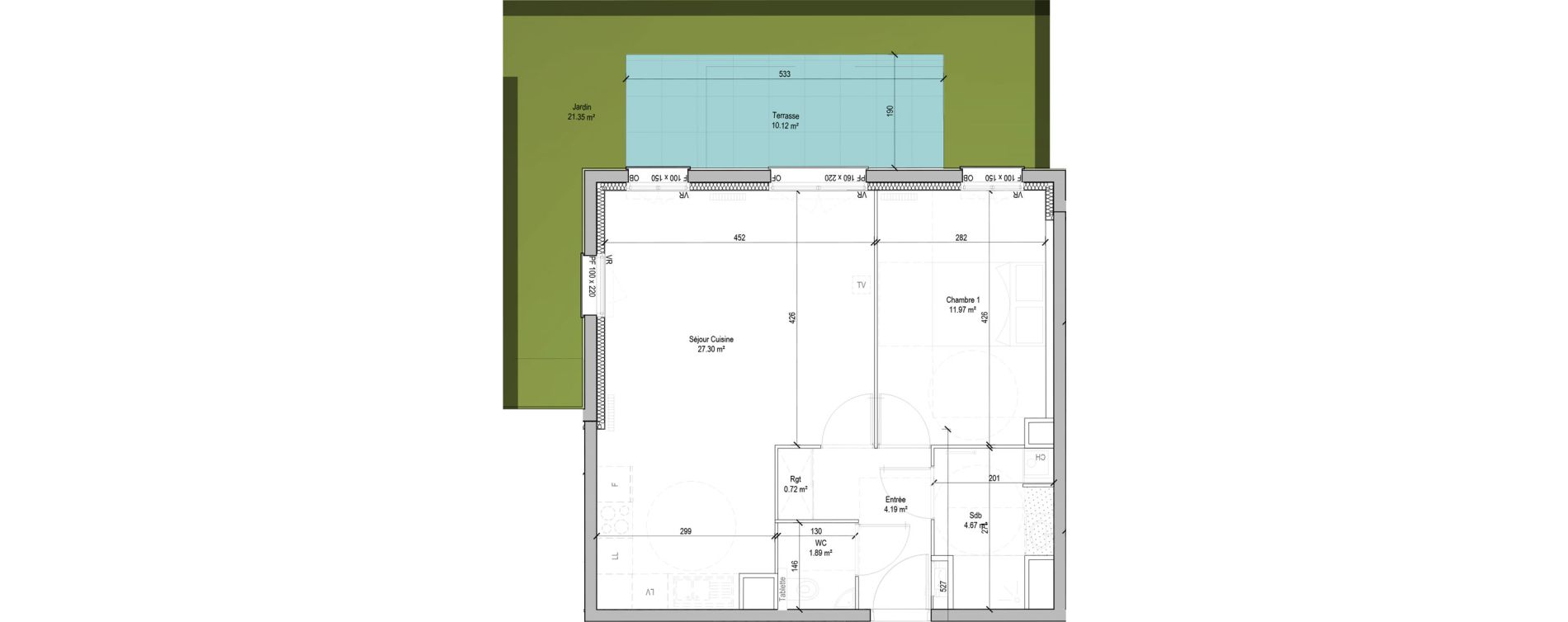 Appartement T2 de 50,74 m2 &agrave; Marcq-En-Bar&oelig;ul Bourg