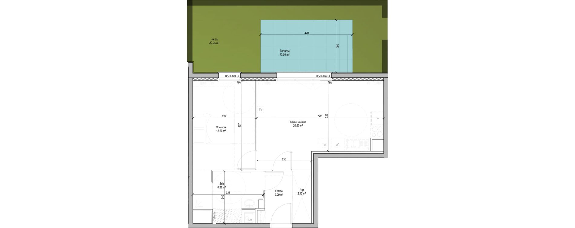 Appartement T2 de 44,16 m2 &agrave; Marcq-En-Bar&oelig;ul Bourg
