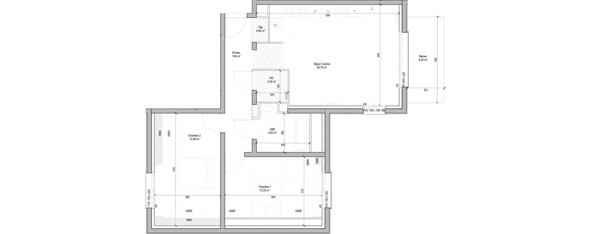 Appartement T3 de 68,58 m2 &agrave; Marcq-En-Bar&oelig;ul Bourg
