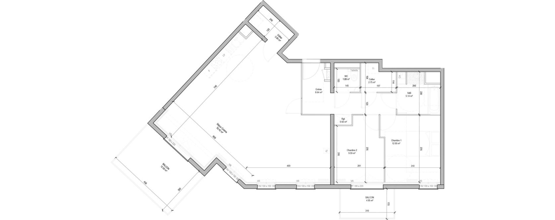 Appartement T3 de 96,03 m2 &agrave; Marcq-En-Bar&oelig;ul Bourg