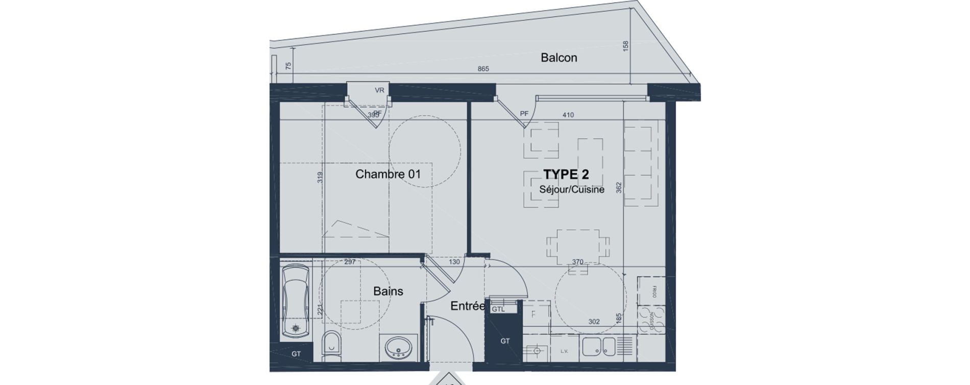 Appartement T2 de 42,35 m2 &agrave; Marquette-Lez-Lille L abbaye