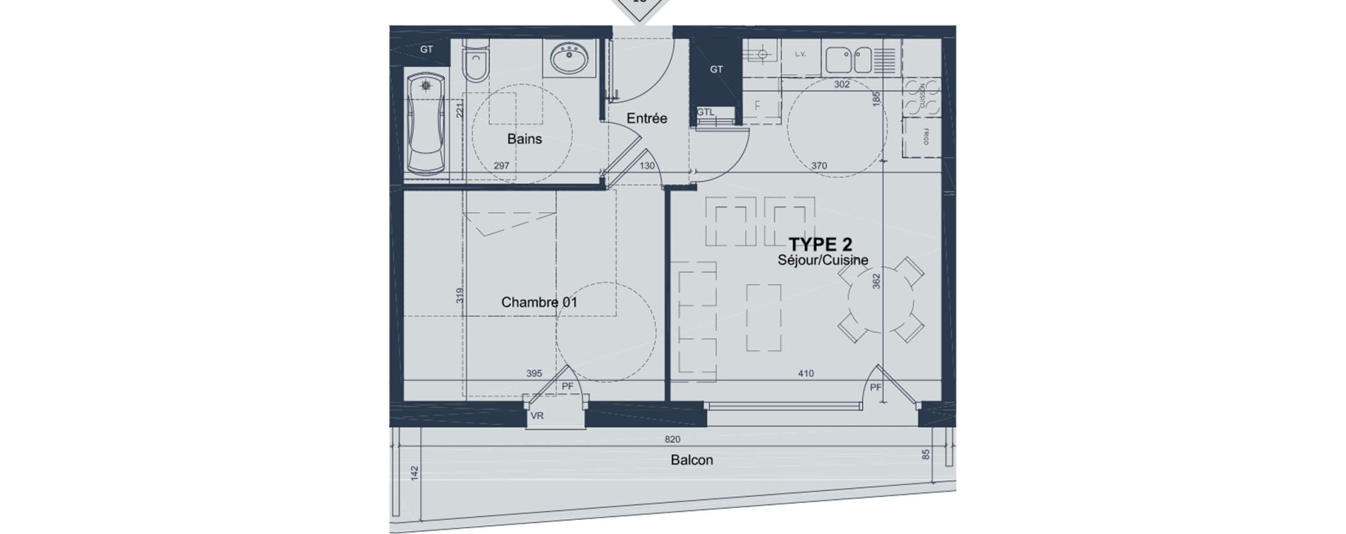 Appartement T2 de 42,35 m2 &agrave; Marquette-Lez-Lille L abbaye