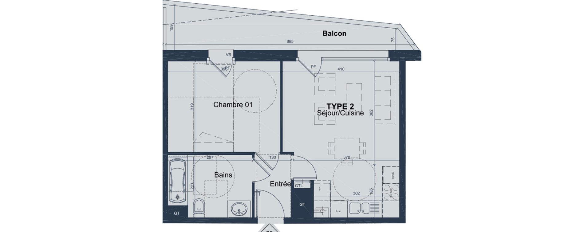 Appartement T2 de 42,35 m2 &agrave; Marquette-Lez-Lille L abbaye