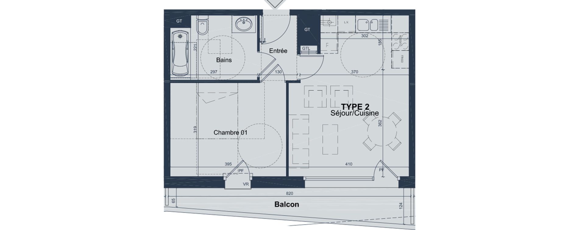 Appartement T2 de 42,35 m2 &agrave; Marquette-Lez-Lille L abbaye