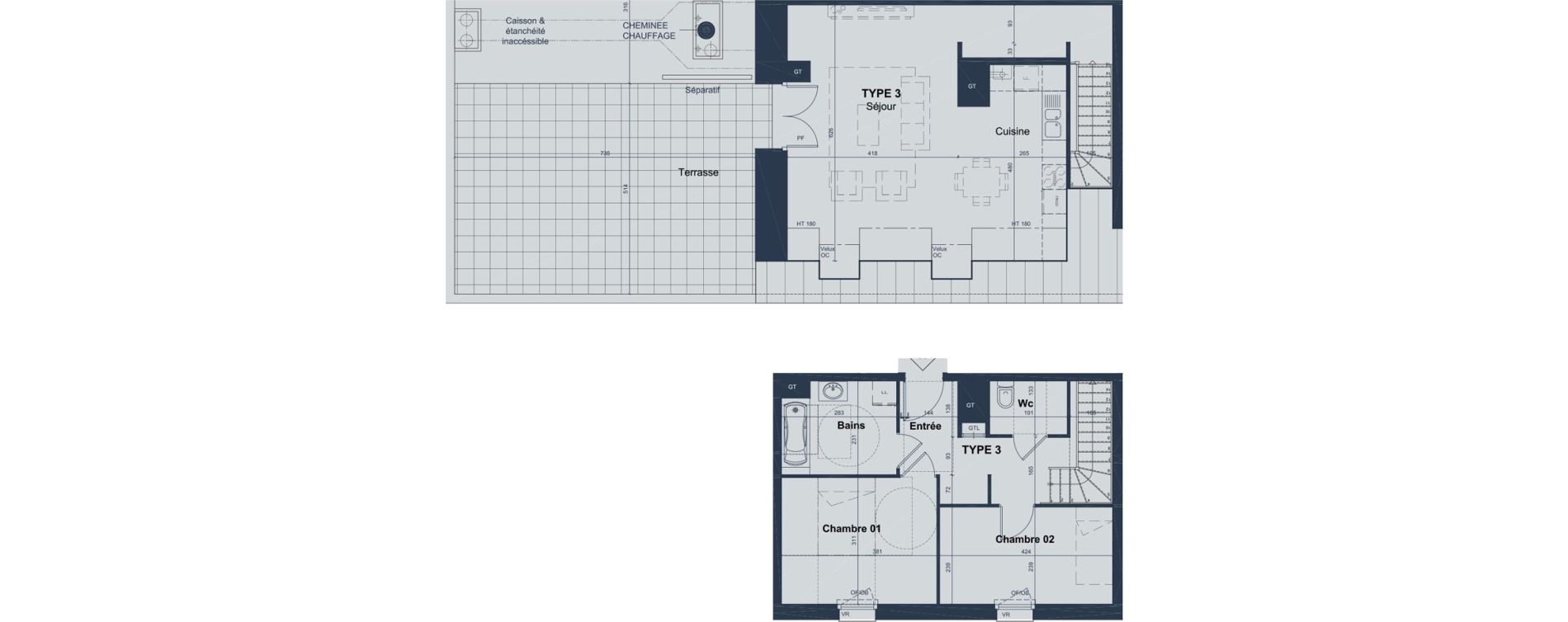 Duplex T3 de 77,12 m2 &agrave; Marquette-Lez-Lille L abbaye