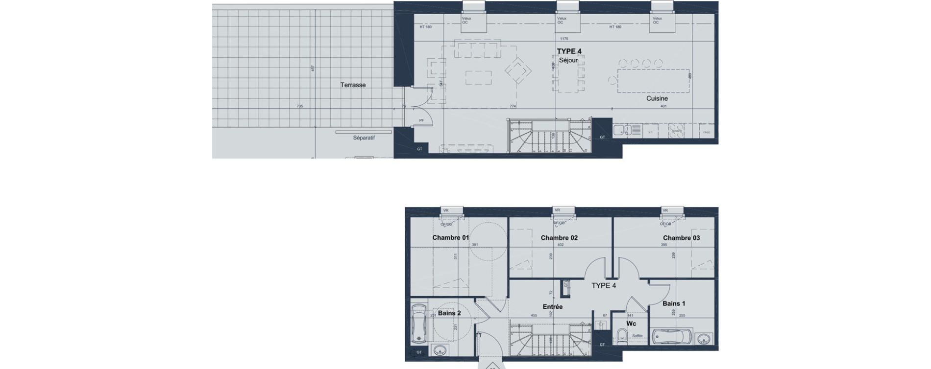 Duplex T4 de 109,75 m2 &agrave; Marquette-Lez-Lille L abbaye