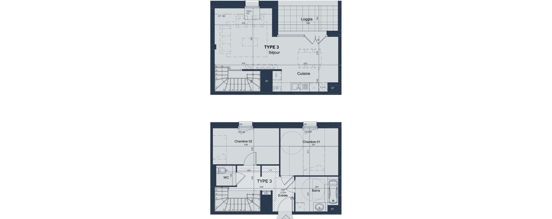 Duplex T3 de 68,57 m2 &agrave; Marquette-Lez-Lille L abbaye