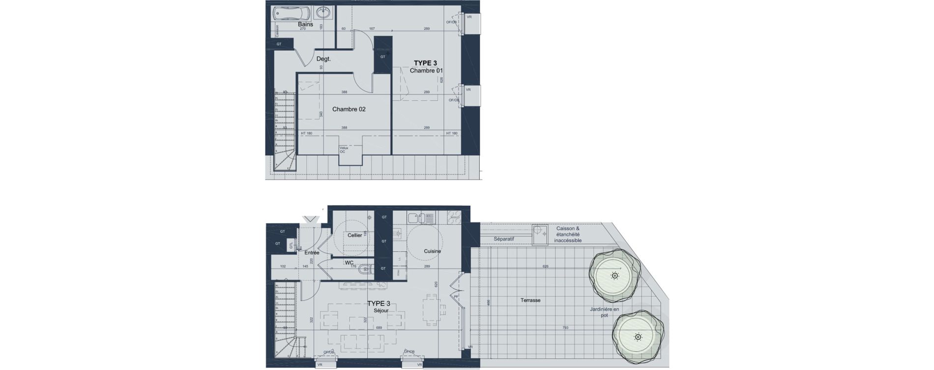 Duplex T3 de 79,74 m2 &agrave; Marquette-Lez-Lille L abbaye