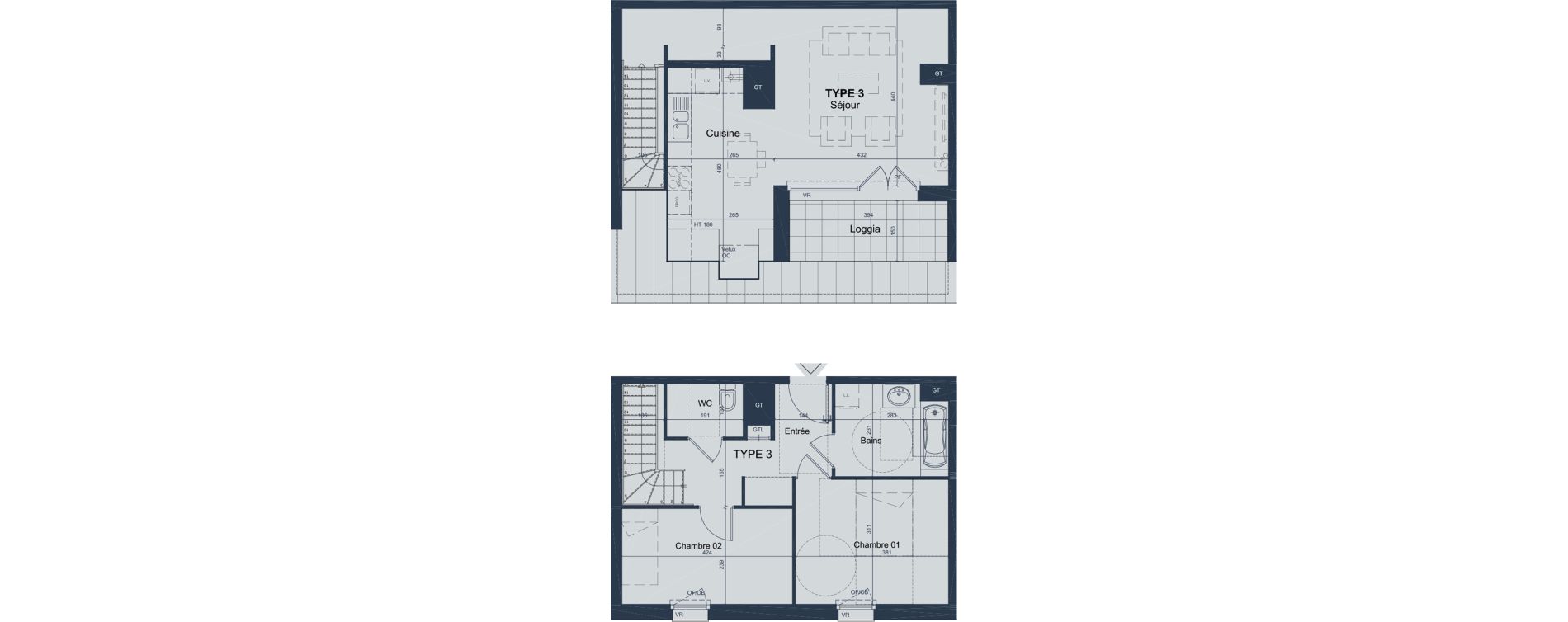 Duplex T3 de 73,24 m2 &agrave; Marquette-Lez-Lille L abbaye