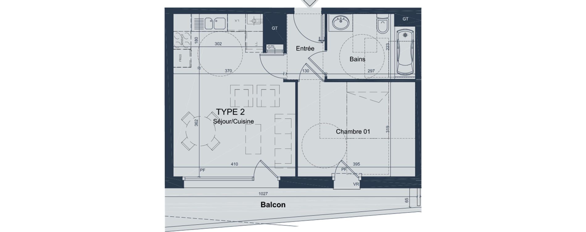 Appartement T2 de 42,38 m2 &agrave; Marquette-Lez-Lille L abbaye