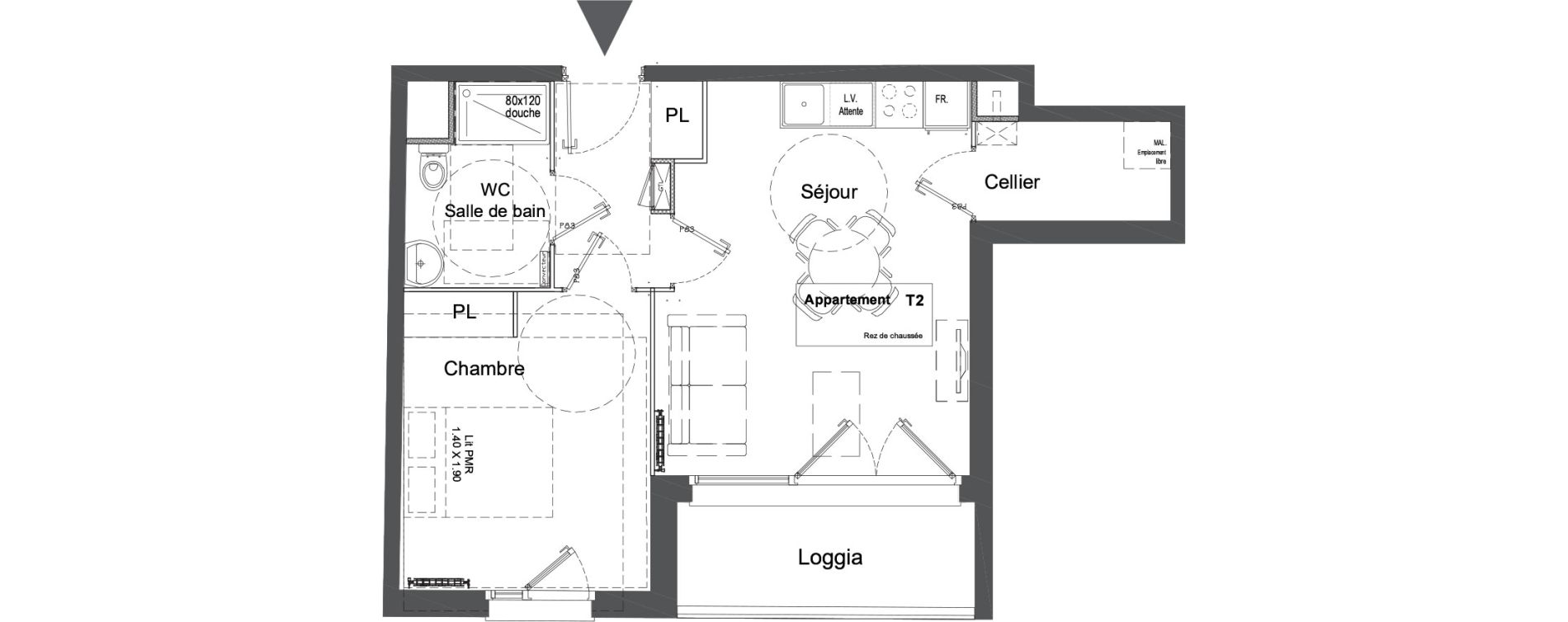 Appartement T2 de 43,27 m2 &agrave; Marquette-Lez-Lille Lommelet
