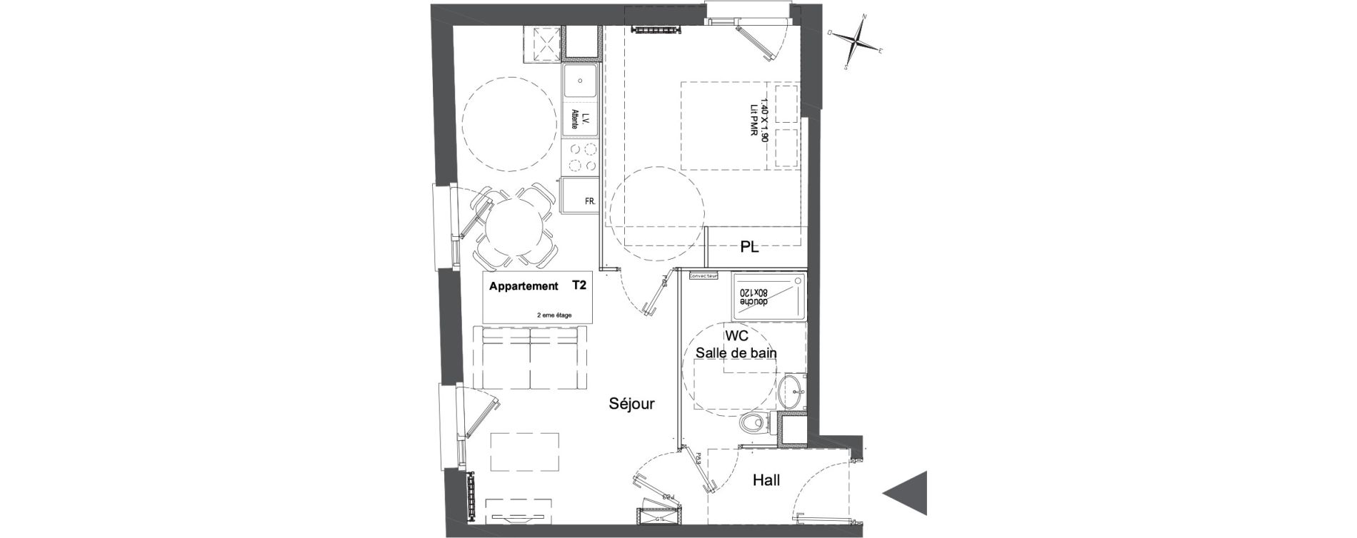 Appartement T2 de 43,13 m2 &agrave; Marquette-Lez-Lille Lommelet