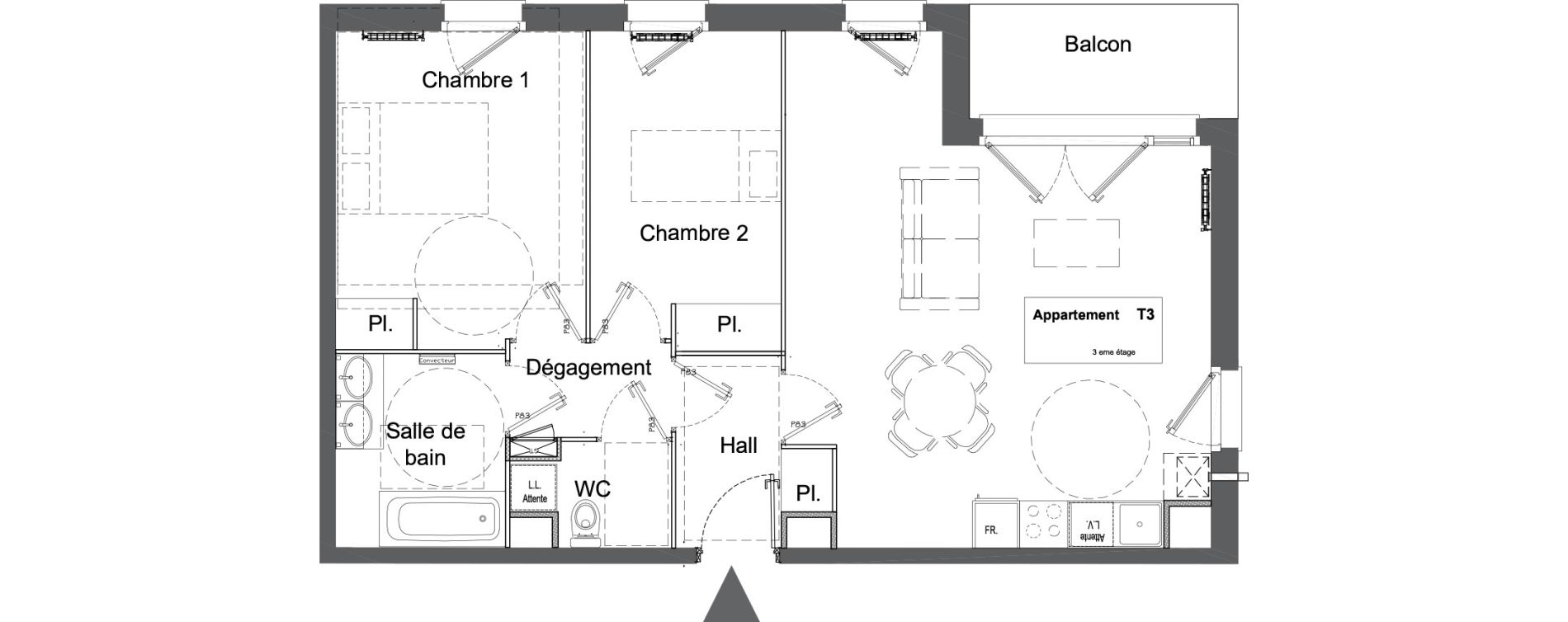 Appartement T3 de 65,47 m2 &agrave; Marquette-Lez-Lille Lommelet