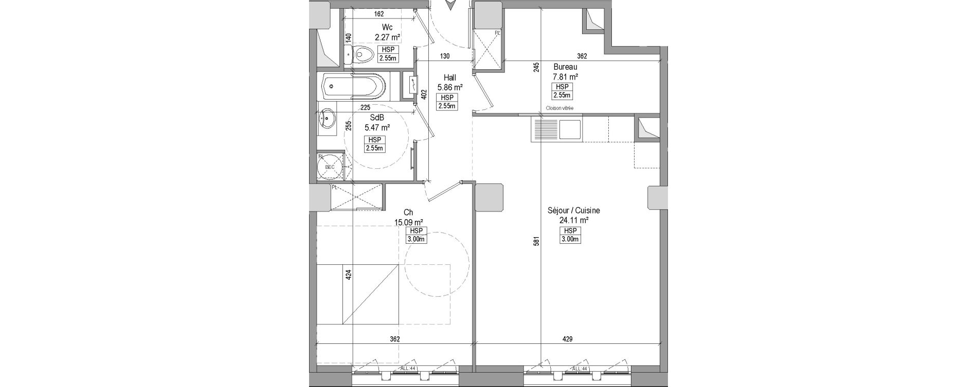 Appartement T2 bis de 60,56 m2 &agrave; Marquette-Lez-Lille Centre