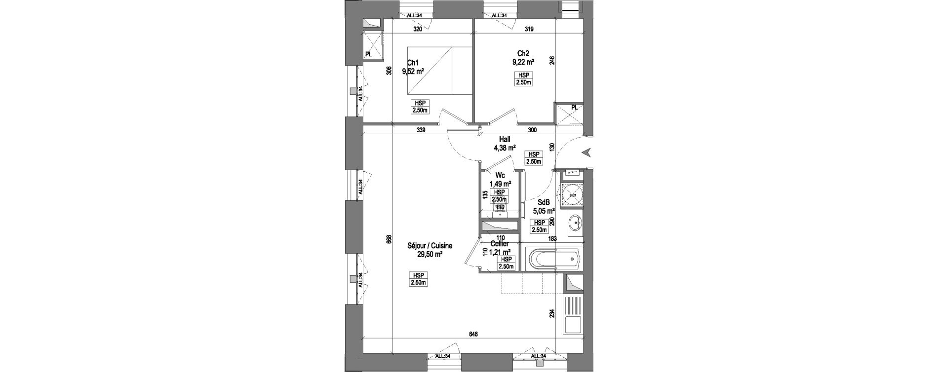 Appartement T3 de 60,37 m2 &agrave; Marquette-Lez-Lille Centre