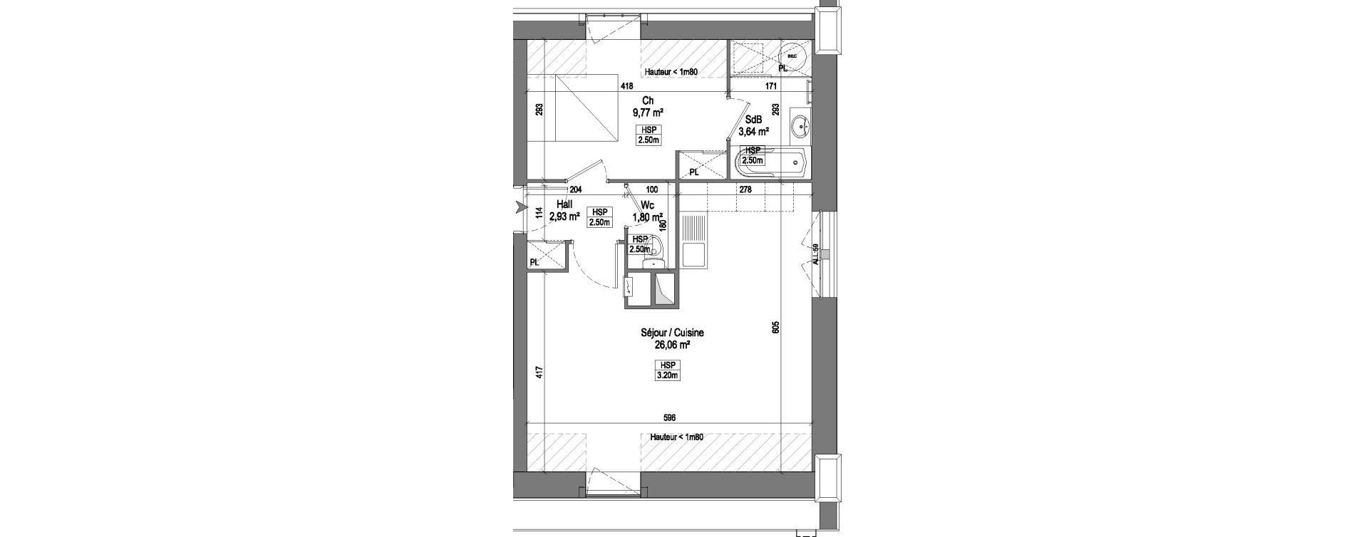 Appartement T2 de 44,19 m2 &agrave; Marquette-Lez-Lille Centre