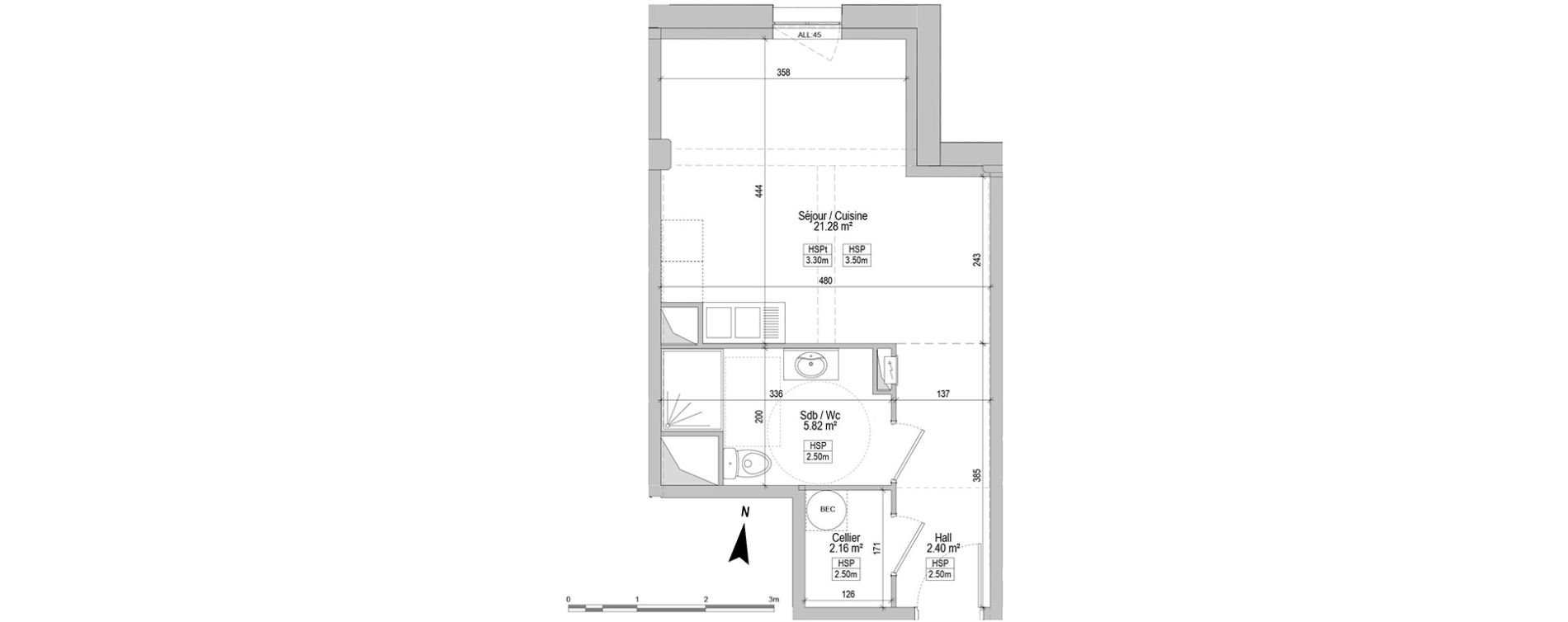 Appartement T1 de 31,66 m2 &agrave; Marquette-Lez-Lille Centre
