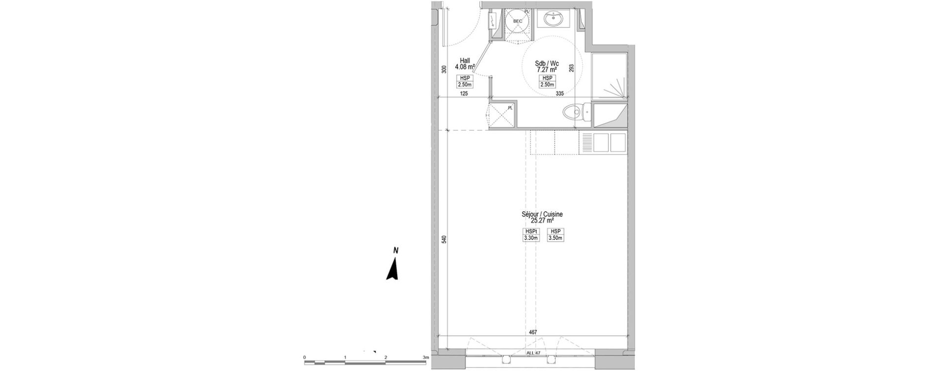 Appartement T1 de 36,62 m2 &agrave; Marquette-Lez-Lille Centre