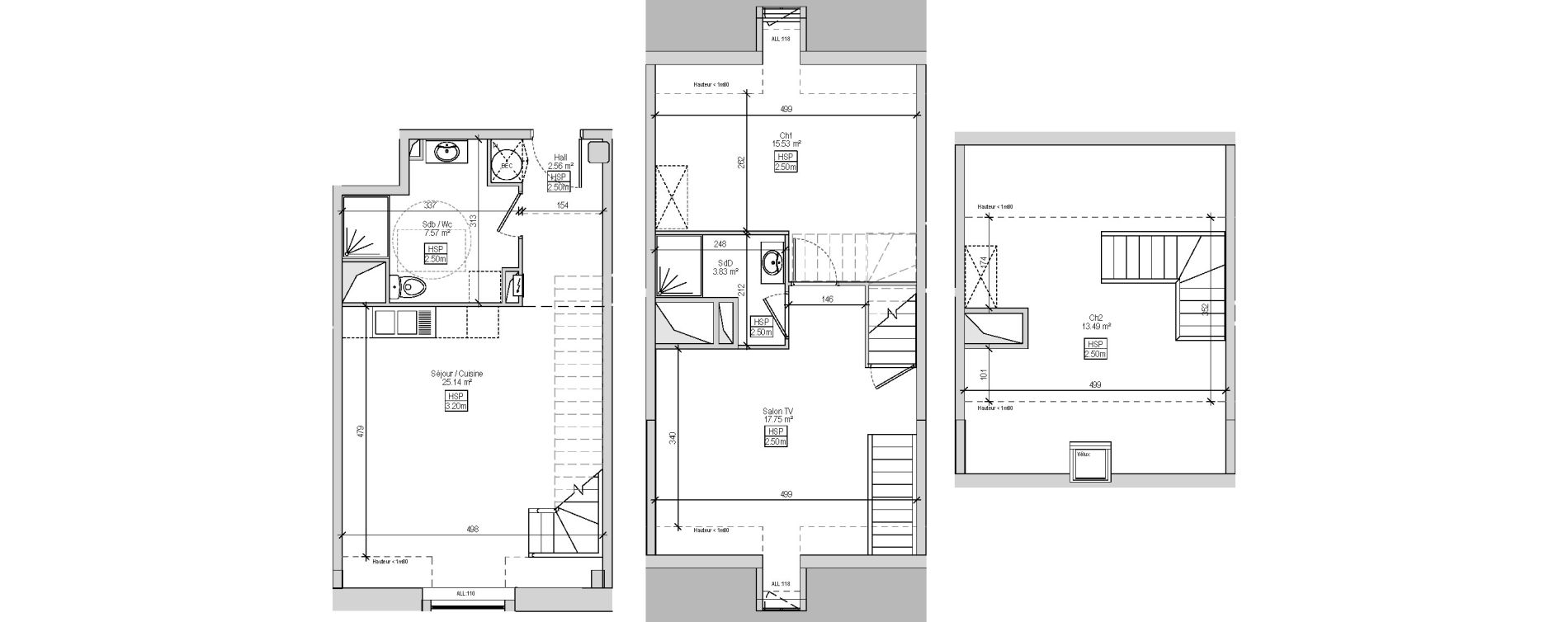 Triplex T3 bis de 85,87 m2 &agrave; Marquette-Lez-Lille Centre