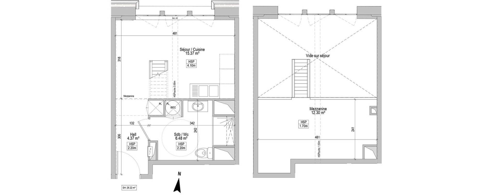 Appartement T1 de 26,22 m2 &agrave; Marquette-Lez-Lille Centre