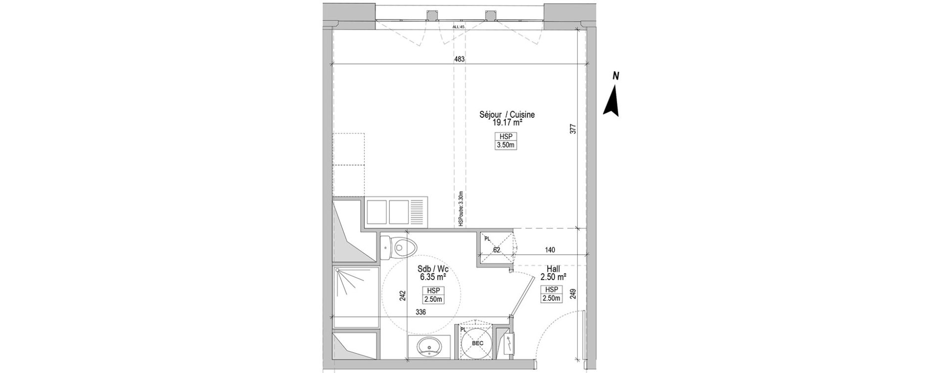 Appartement T1 de 28,02 m2 &agrave; Marquette-Lez-Lille Centre