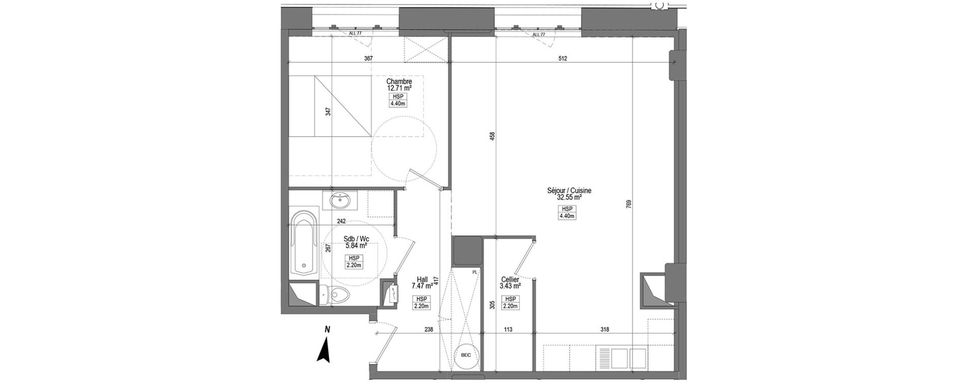 Appartement T2 de 62,00 m2 &agrave; Marquette-Lez-Lille Centre