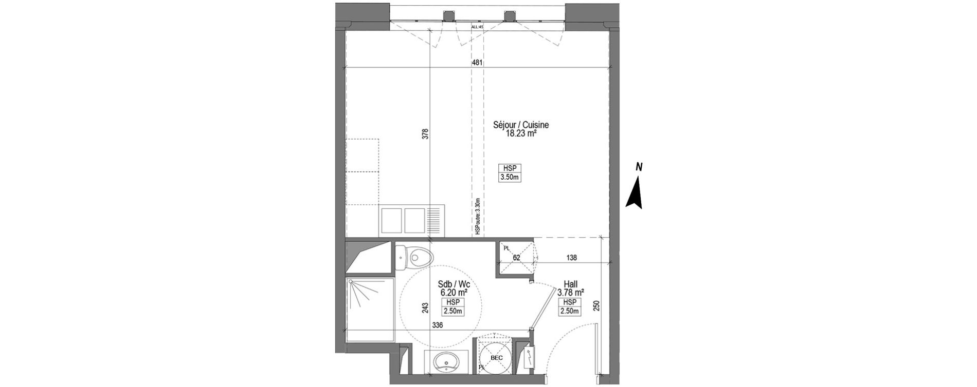 Appartement T1 de 28,21 m2 &agrave; Marquette-Lez-Lille Centre