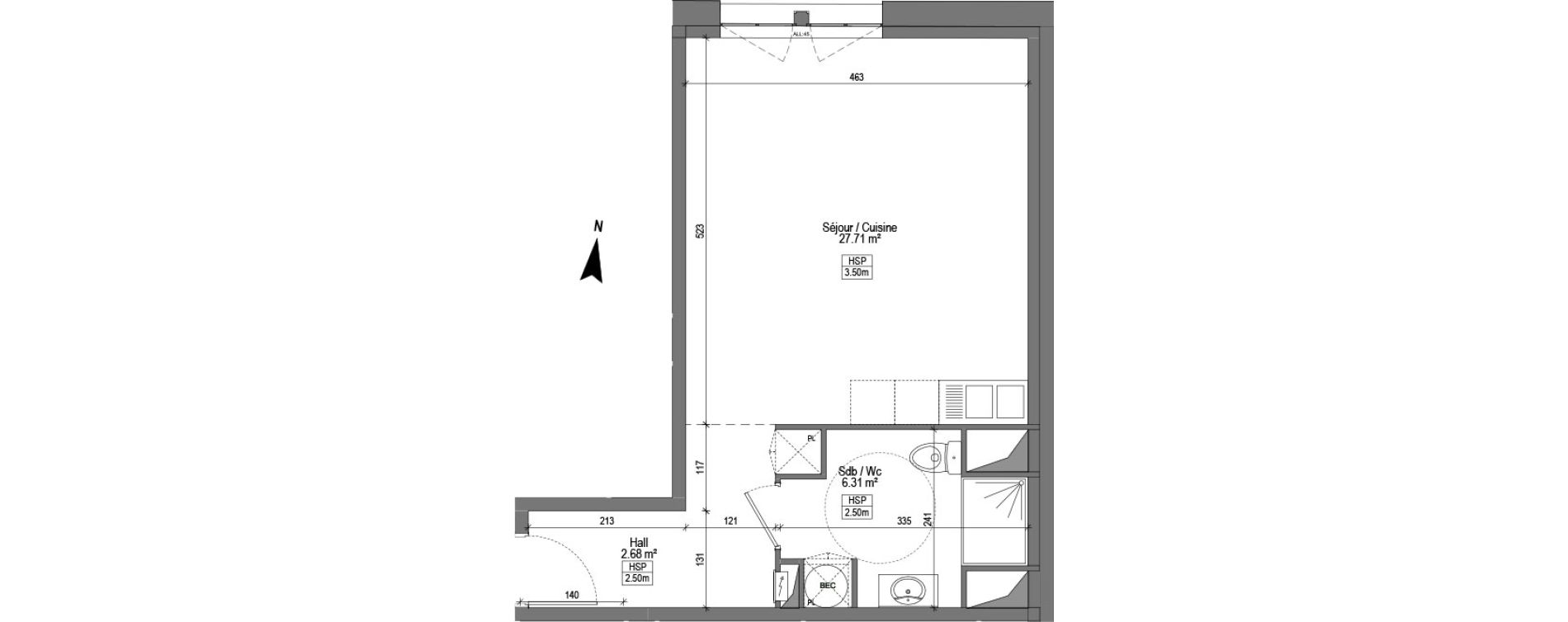 Appartement T1 de 36,70 m2 &agrave; Marquette-Lez-Lille Centre