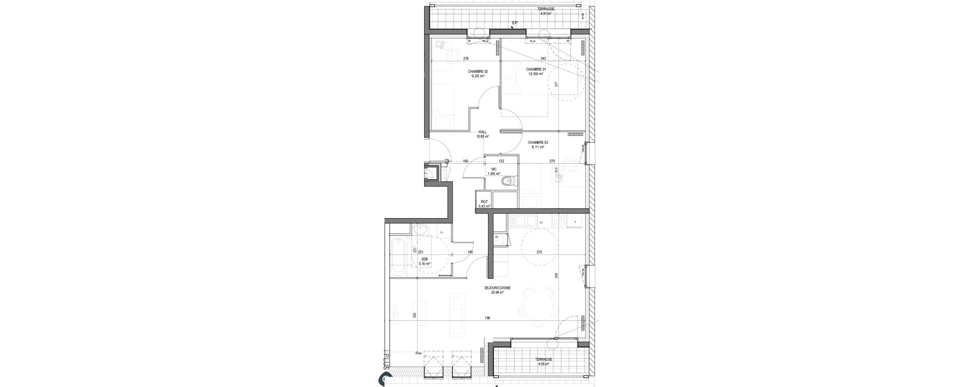 Appartement T4 de 80,44 m2 &agrave; Marquette-Lez-Lille Centre