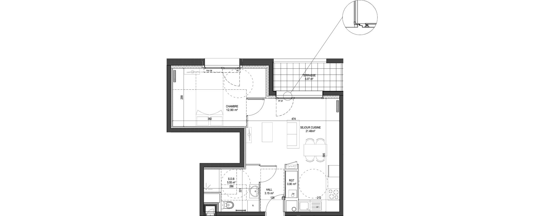 Appartement T2 de 43,98 m2 &agrave; Marquette-Lez-Lille Centre