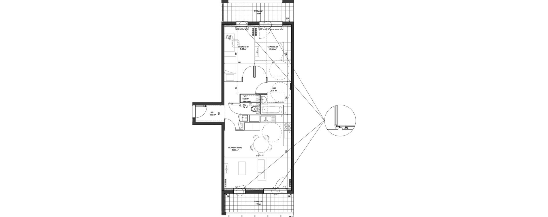 Appartement T3 de 65,34 m2 &agrave; Marquette-Lez-Lille Centre