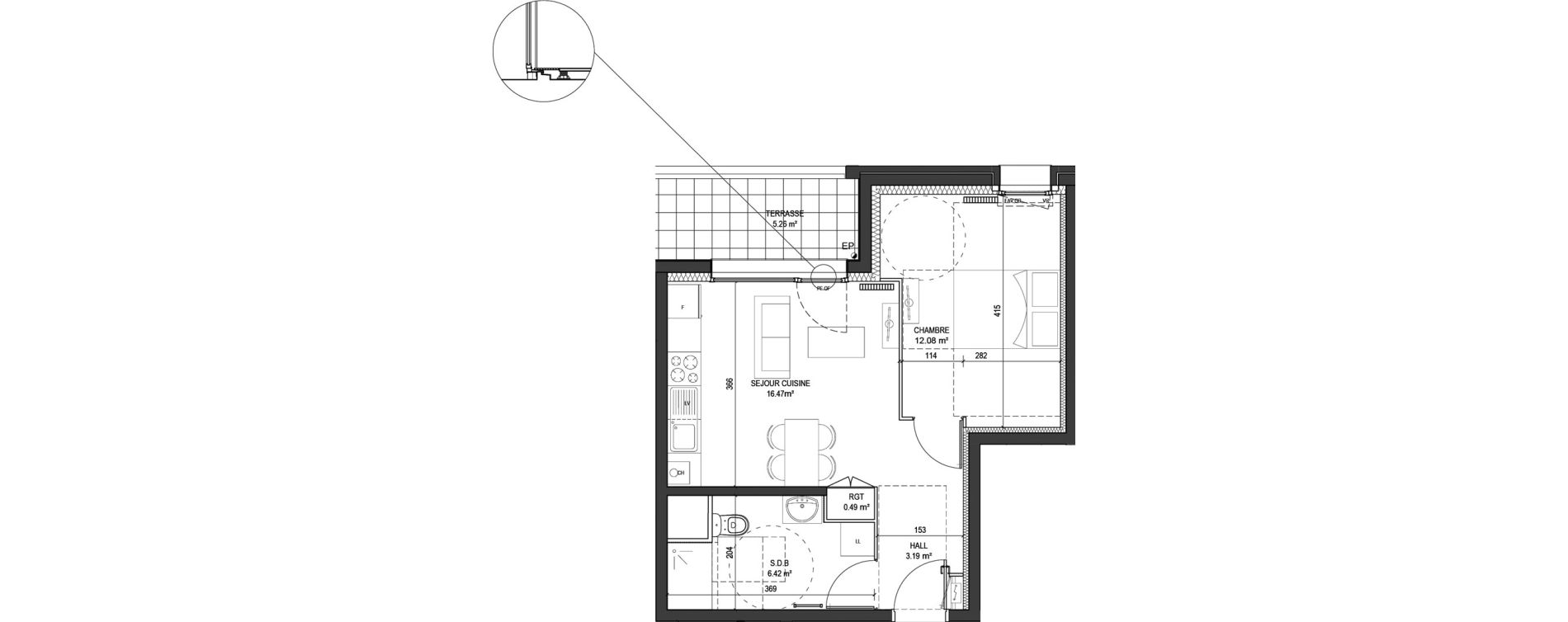 Appartement T2 de 38,65 m2 &agrave; Marquette-Lez-Lille Centre