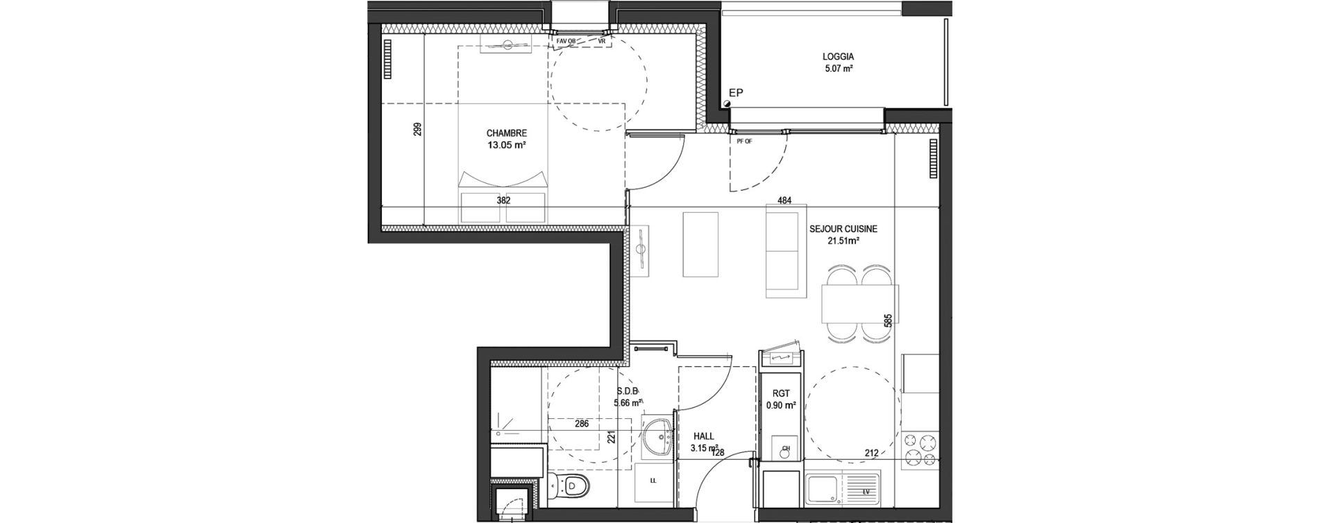 Appartement T2 de 44,27 m2 &agrave; Marquette-Lez-Lille Centre