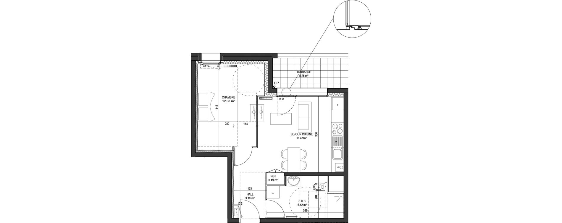Appartement T2 de 38,65 m2 &agrave; Marquette-Lez-Lille Centre