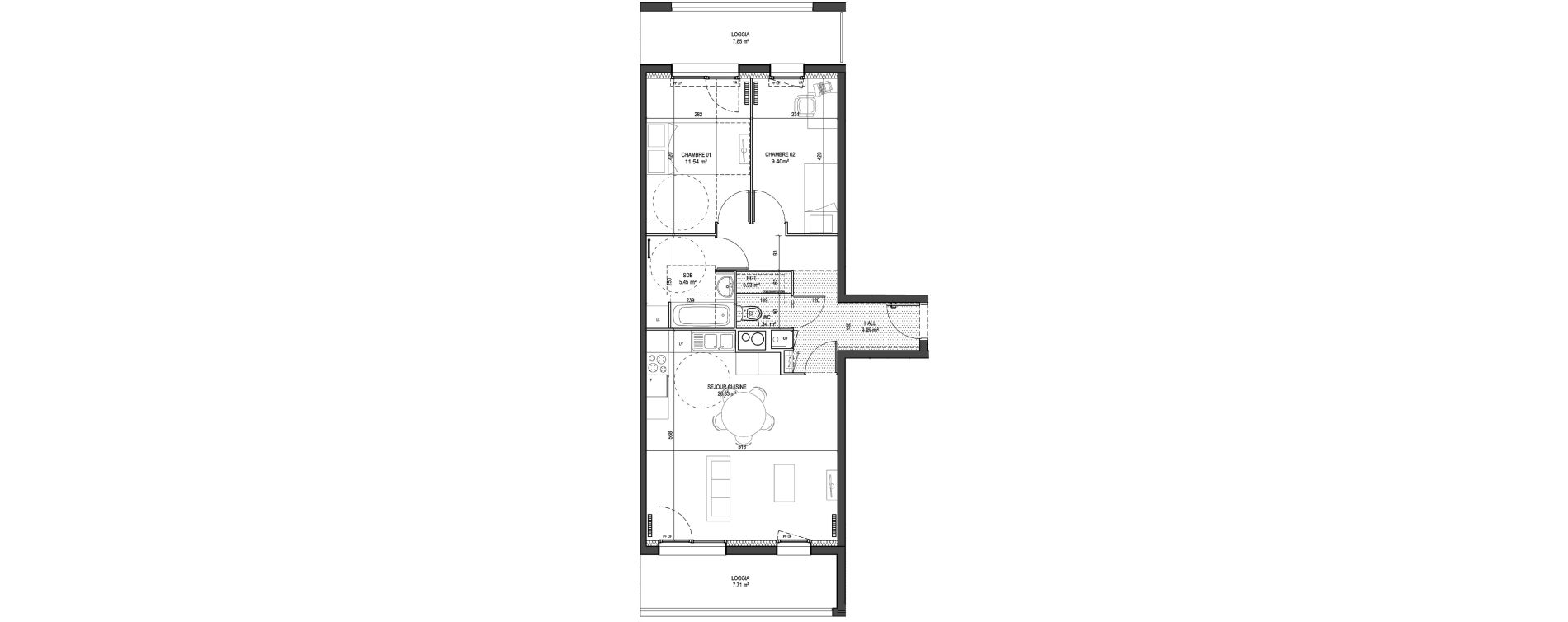 Appartement T3 de 65,34 m2 &agrave; Marquette-Lez-Lille Centre