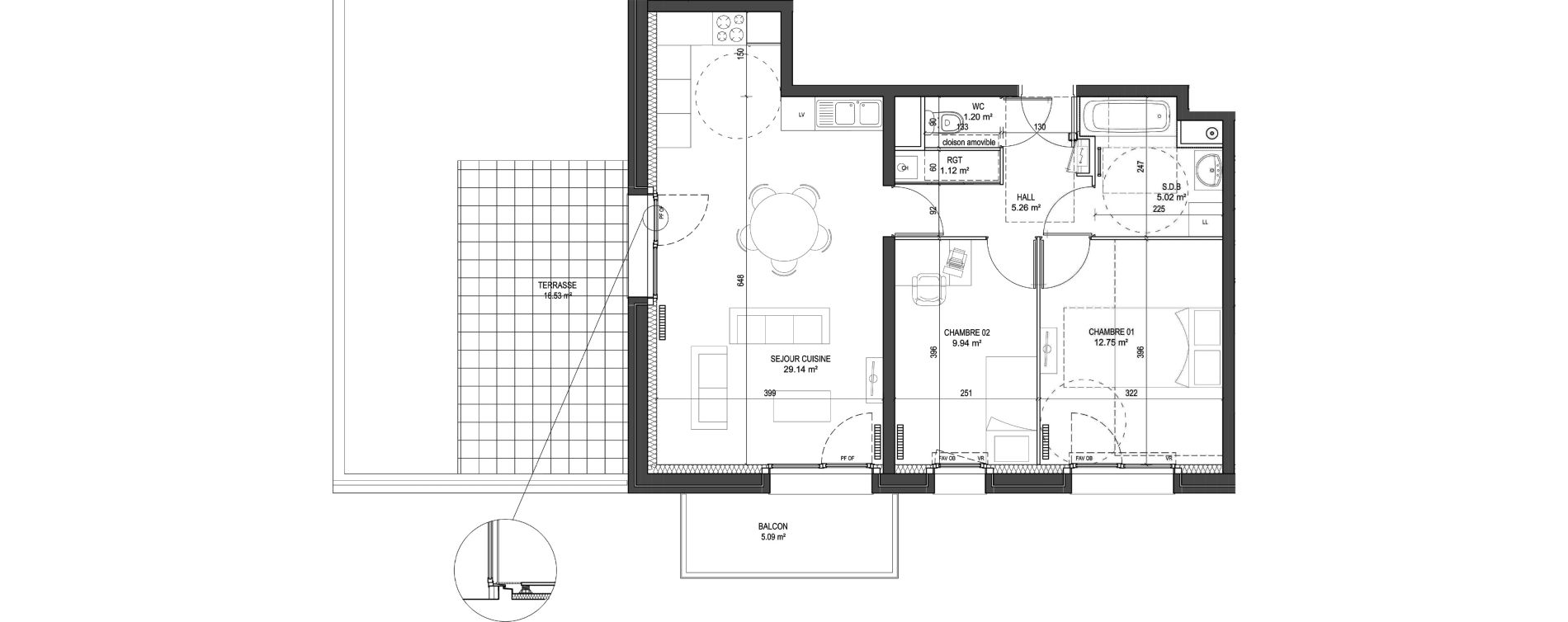 Appartement T3 de 64,43 m2 &agrave; Marquette-Lez-Lille Centre
