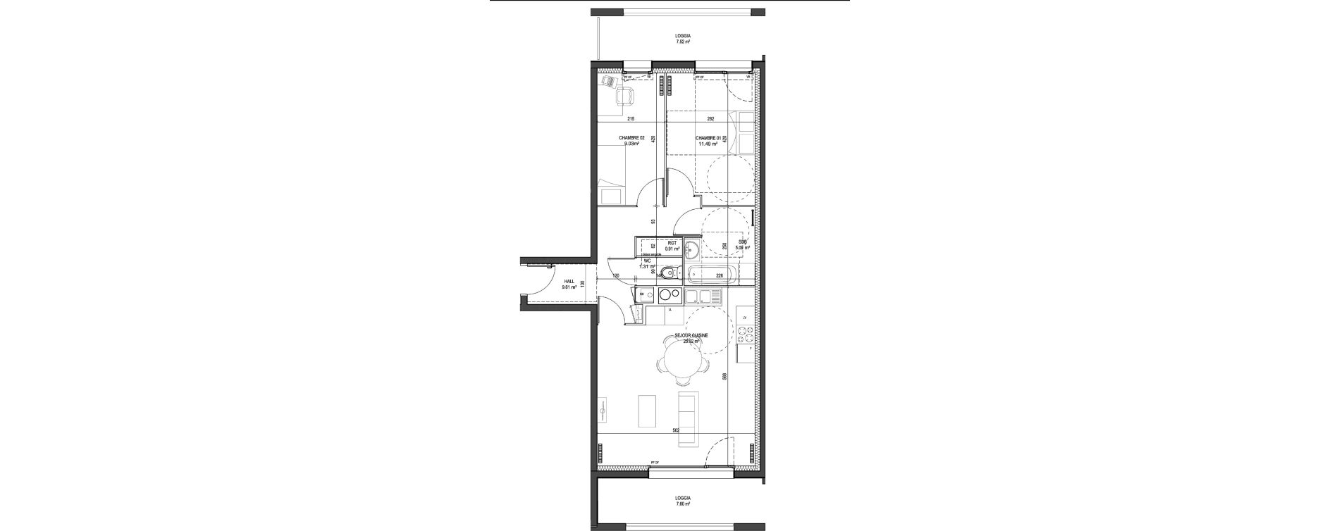 Appartement T3 de 63,36 m2 &agrave; Marquette-Lez-Lille Centre