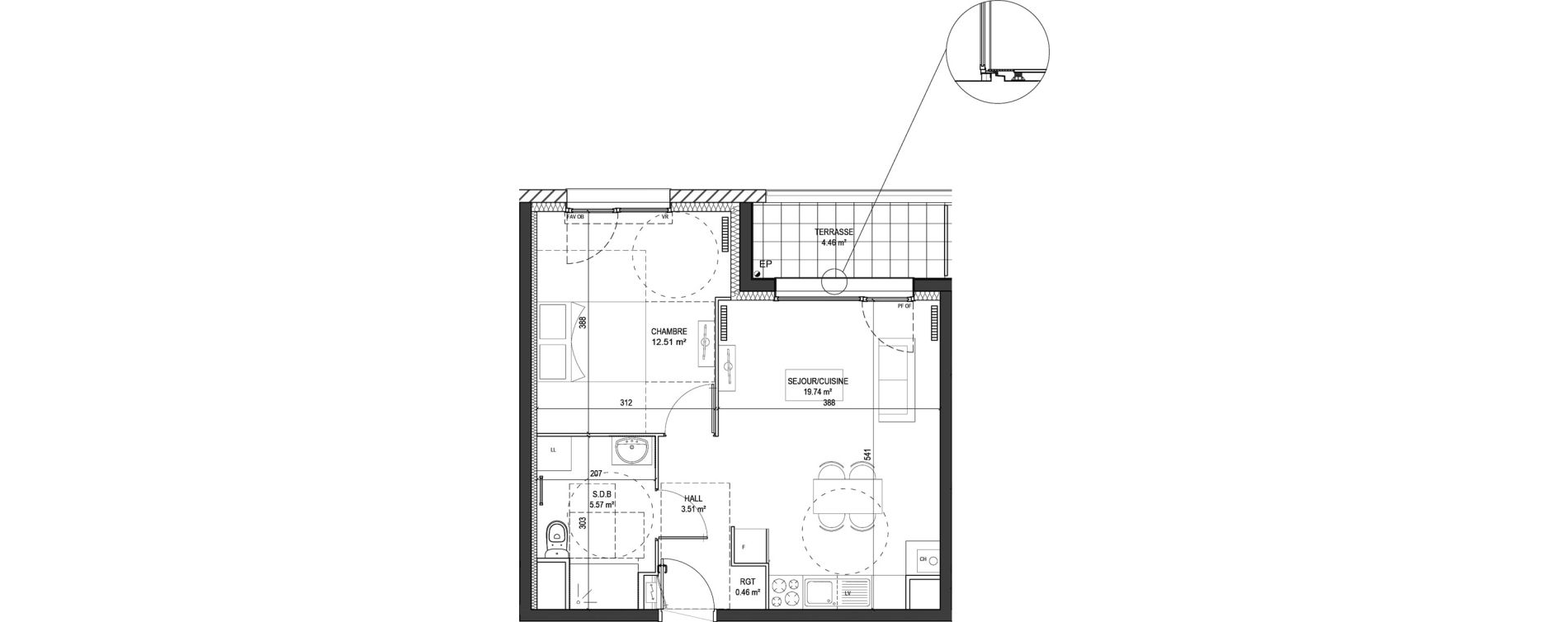 Appartement T2 de 41,79 m2 &agrave; Marquette-Lez-Lille Centre