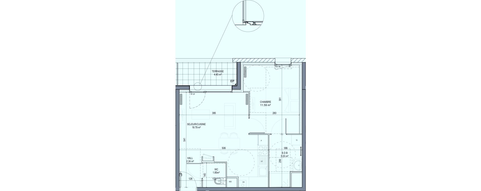 Appartement T2 de 40,50 m2 &agrave; Marquette-Lez-Lille Centre
