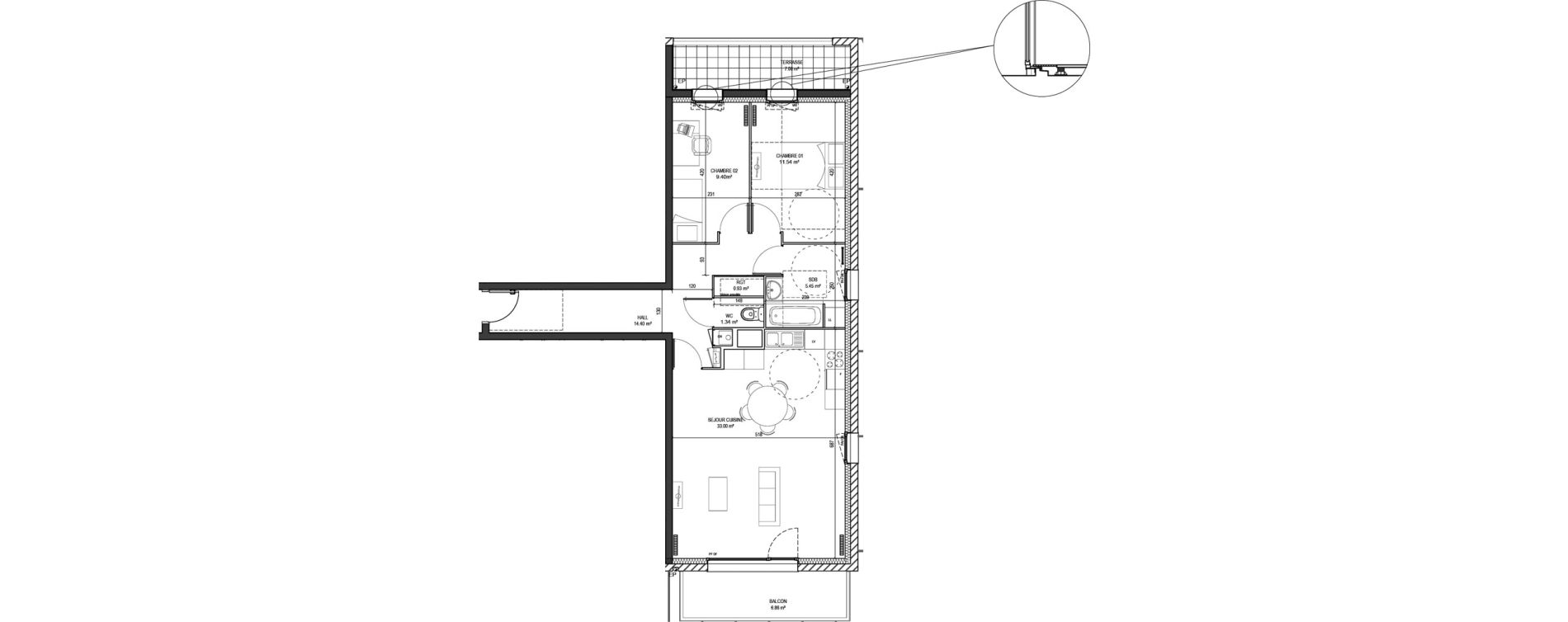 Appartement T3 de 76,06 m2 &agrave; Marquette-Lez-Lille Centre
