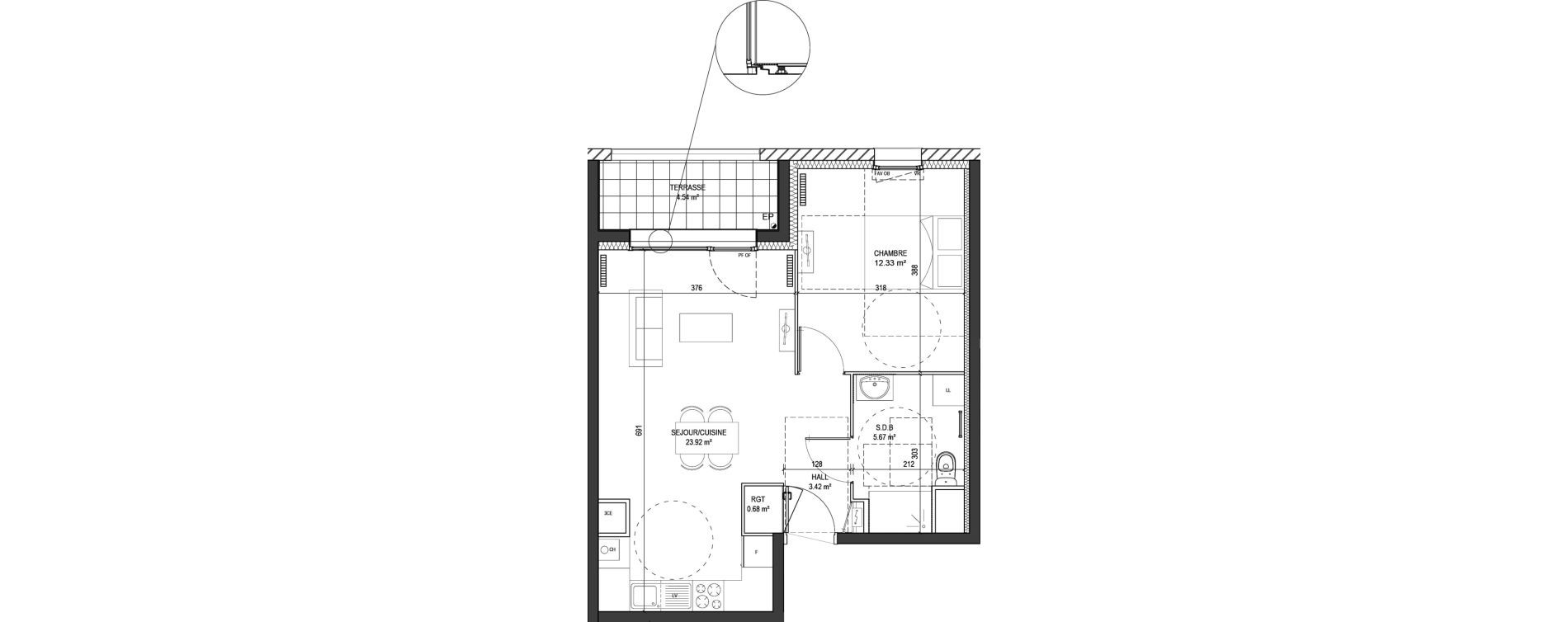 Appartement T2 de 46,02 m2 &agrave; Marquette-Lez-Lille Centre