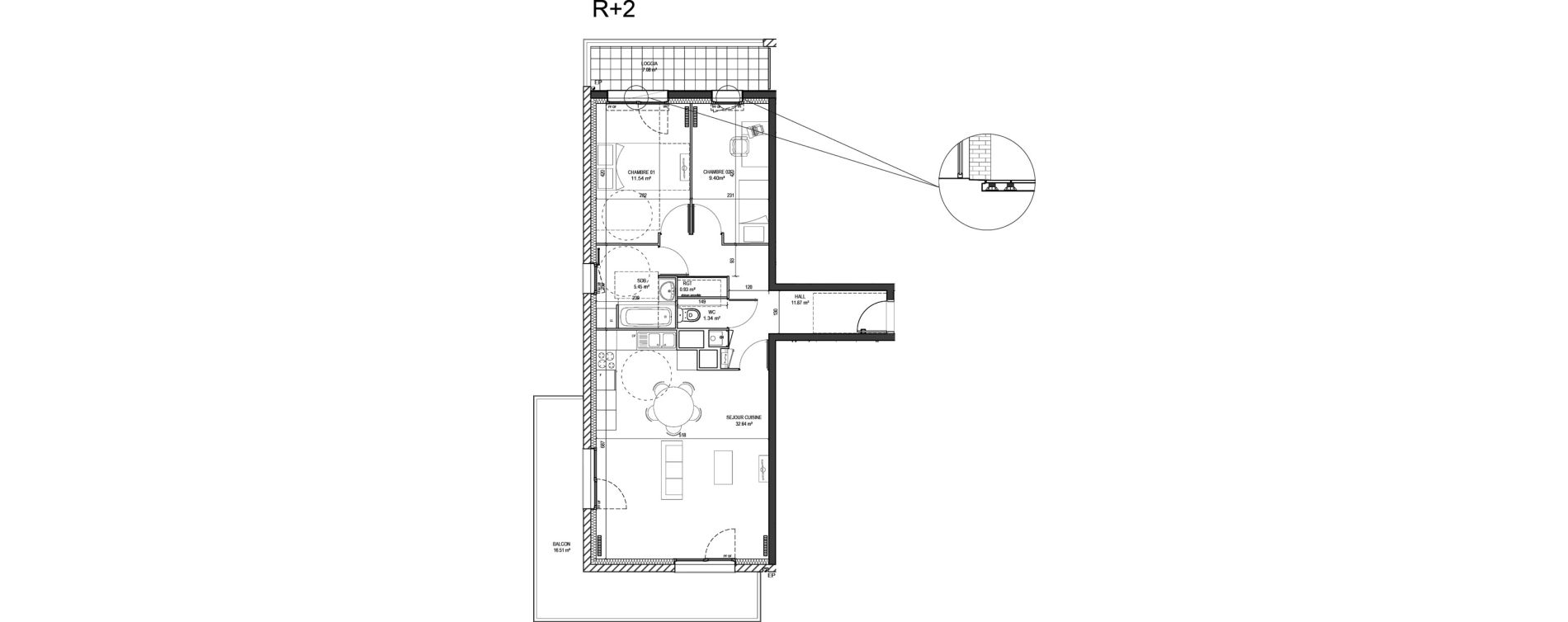 Appartement T3 de 73,17 m2 &agrave; Marquette-Lez-Lille Centre