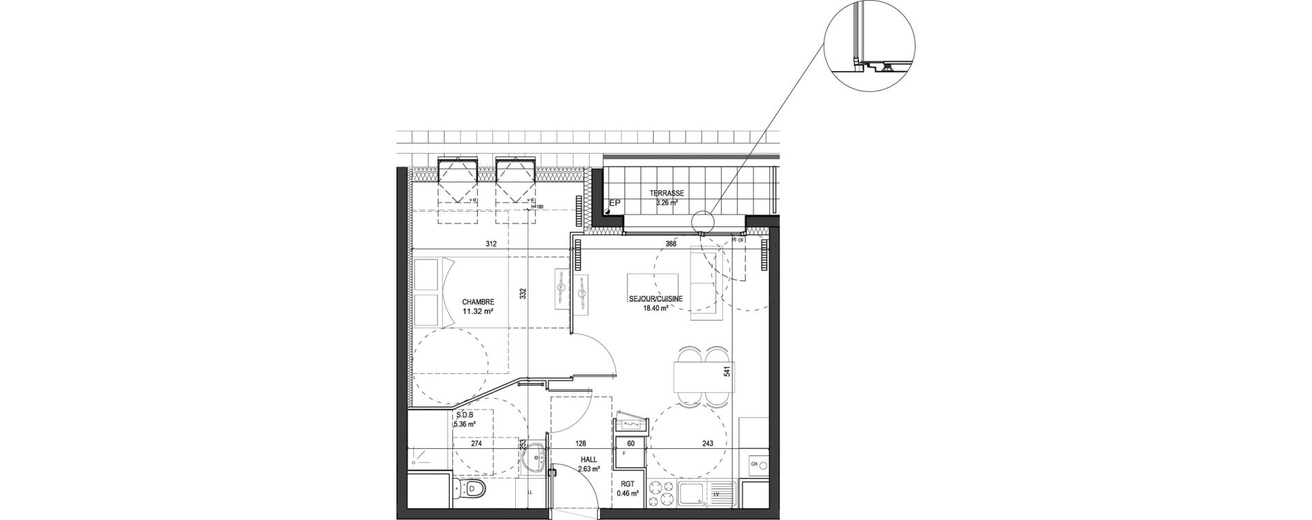 Appartement T2 de 39,26 m2 &agrave; Marquette-Lez-Lille Centre