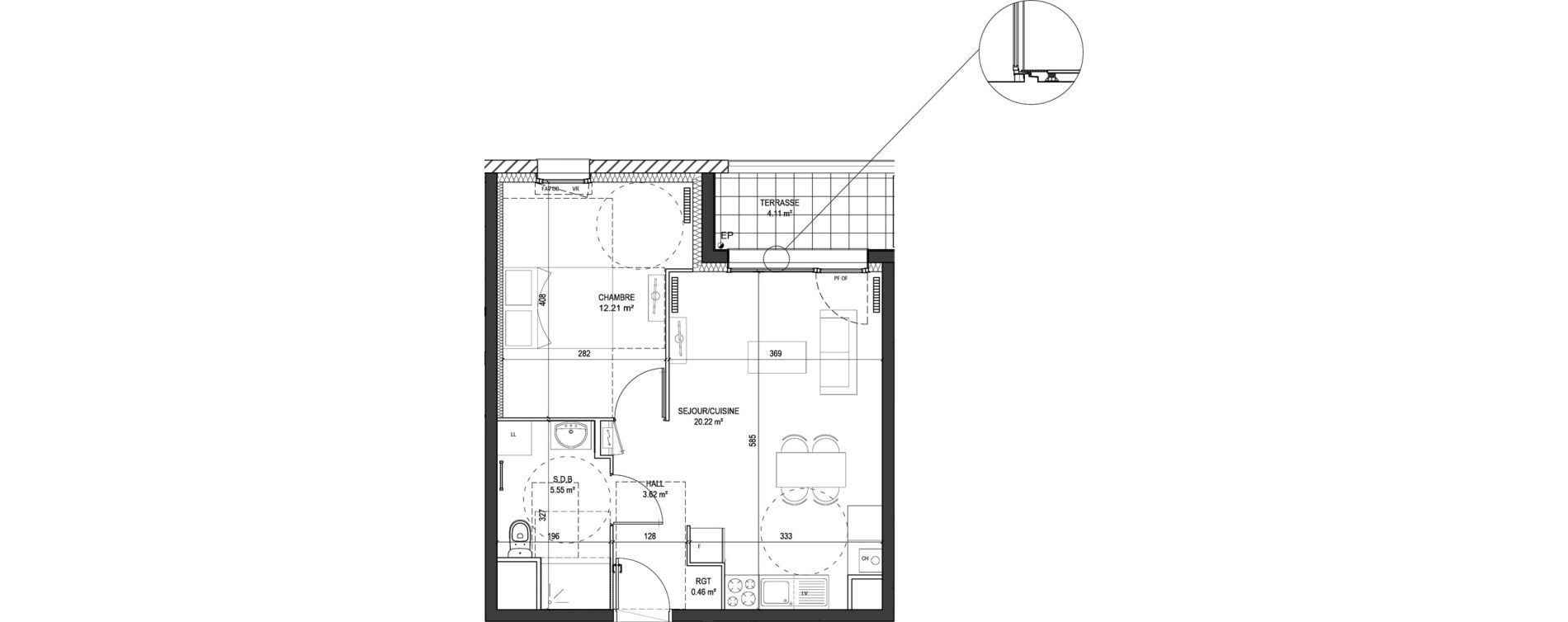 Appartement T2 de 42,06 m2 &agrave; Marquette-Lez-Lille Centre