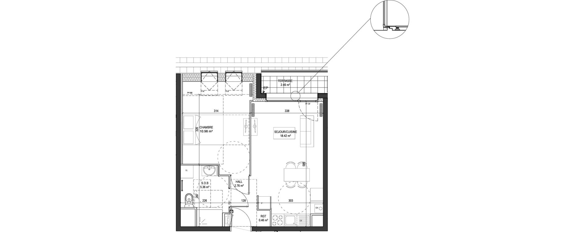 Appartement T2 de 37,98 m2 &agrave; Marquette-Lez-Lille Centre