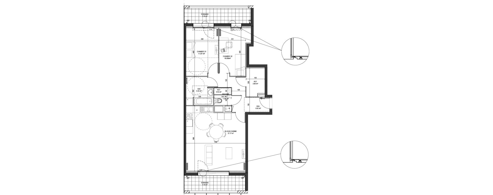 Appartement T3 de 69,92 m2 &agrave; Marquette-Lez-Lille Centre