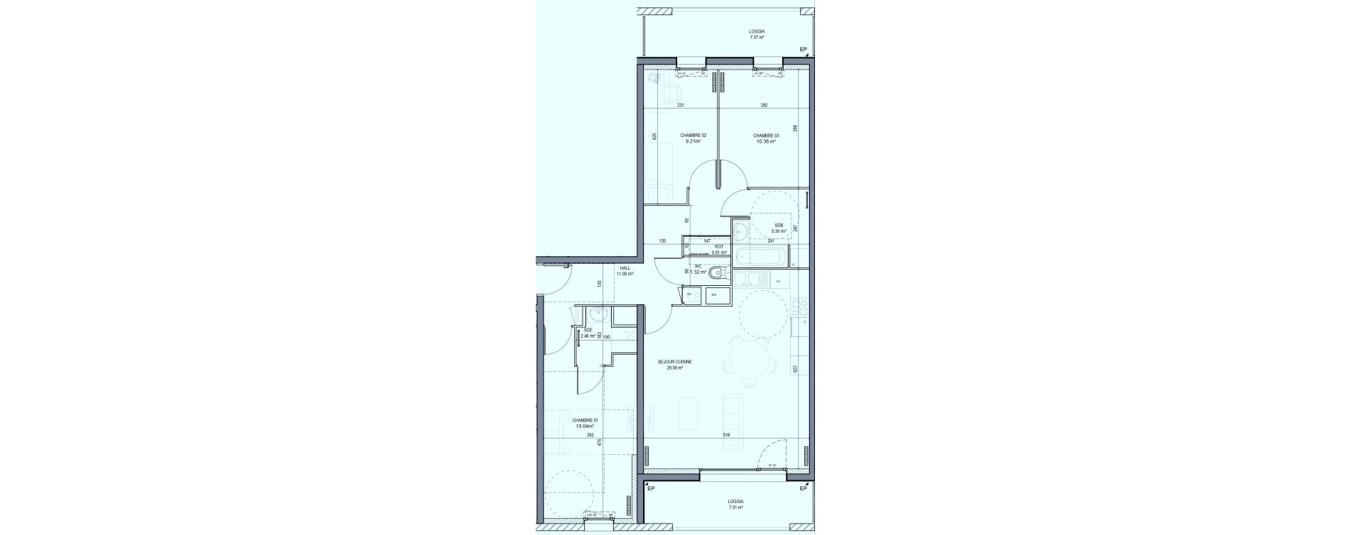 Appartement T4 de 84,80 m2 &agrave; Marquette-Lez-Lille Centre