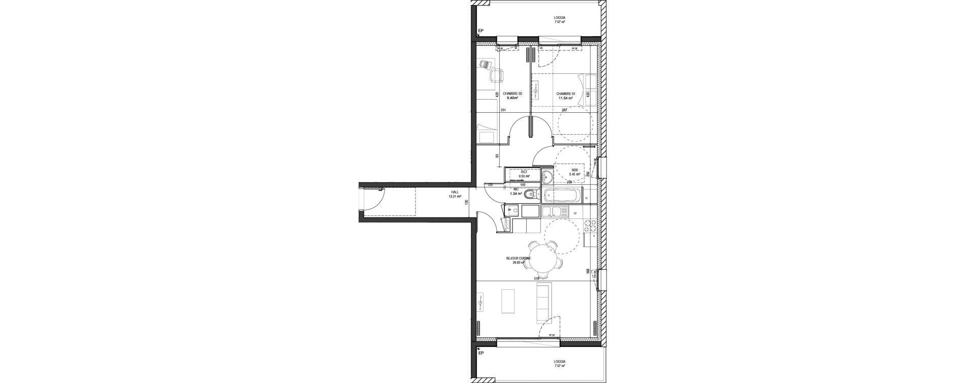 Appartement T3 de 68,70 m2 &agrave; Marquette-Lez-Lille Centre